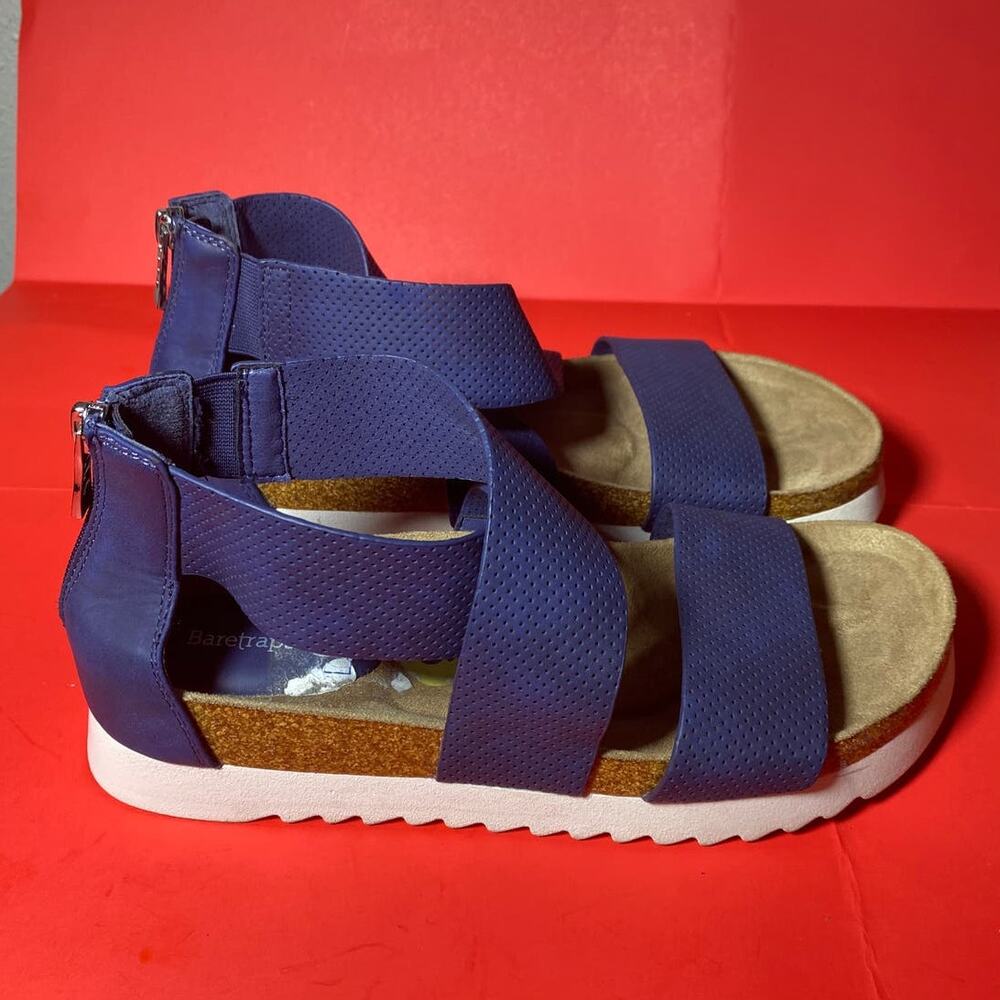 Baretraps Izra Blue Gladiator Sandal Elastic Stretch Straps Comfort Flat 9/9.5 M